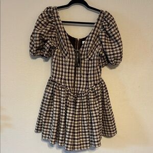 Plaid Puff Sleeve Dress